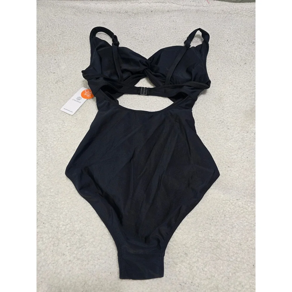Charmo Womens Black Cutout One Piece Swimsuit Monokini UPF 50+ Size‎ Medium NEW